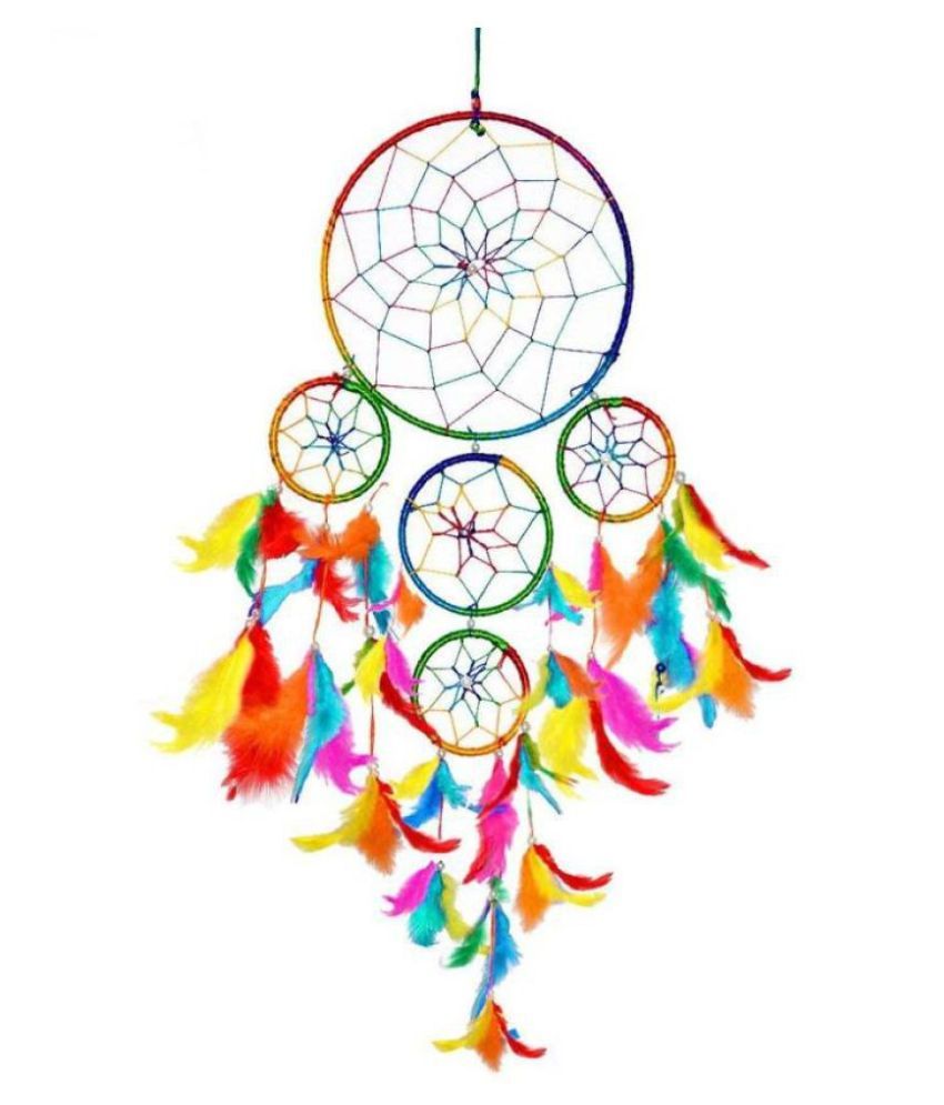     			Kraft Village Feather Multicolour Dream Catcher - Pack of 1 ( X cms )