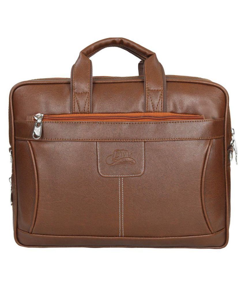 Leather Gifts upto 17 inch laptop Tan P.U. Office Bag