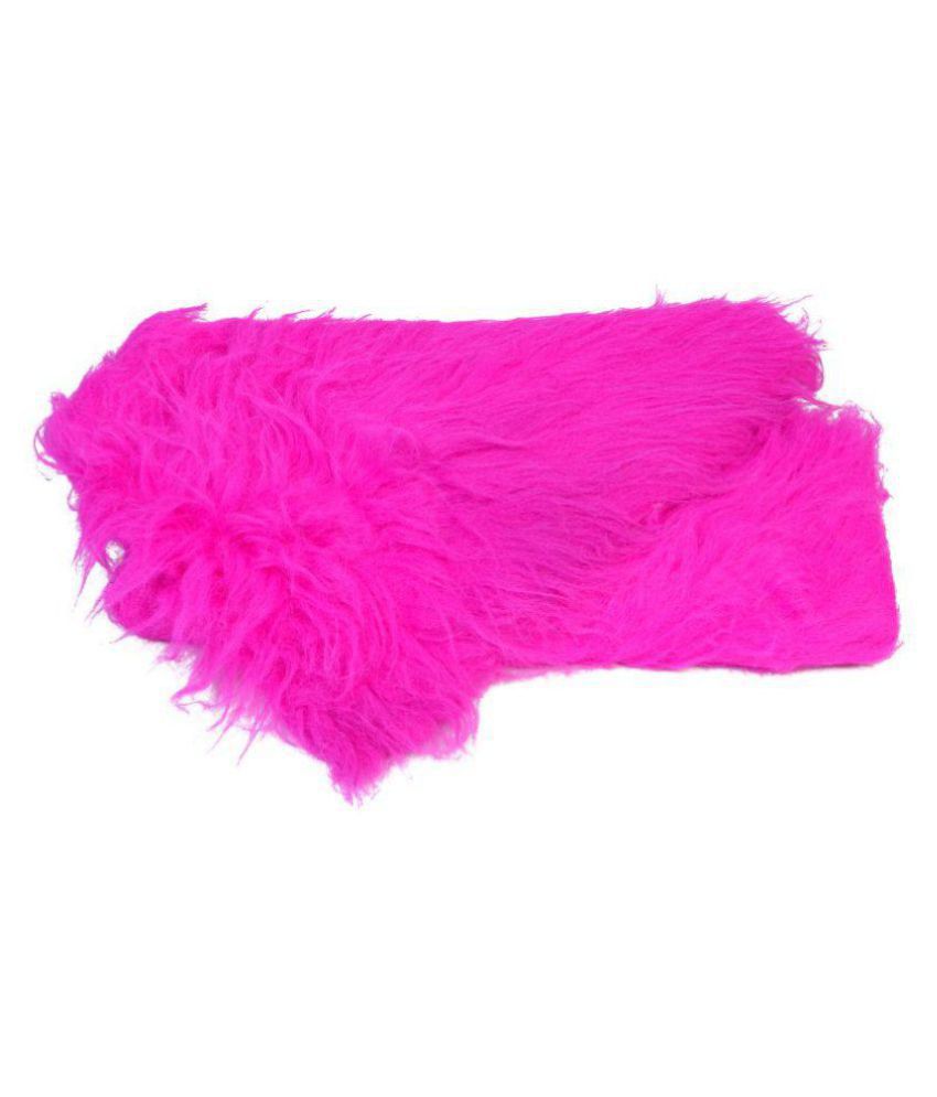     			Fur Cloth Magenta (Dark Pink) Long Hair, Size 38" x 34", 9 Cms Hair Length Used for Dresses, Soft Toys Making, Jackets Etc
