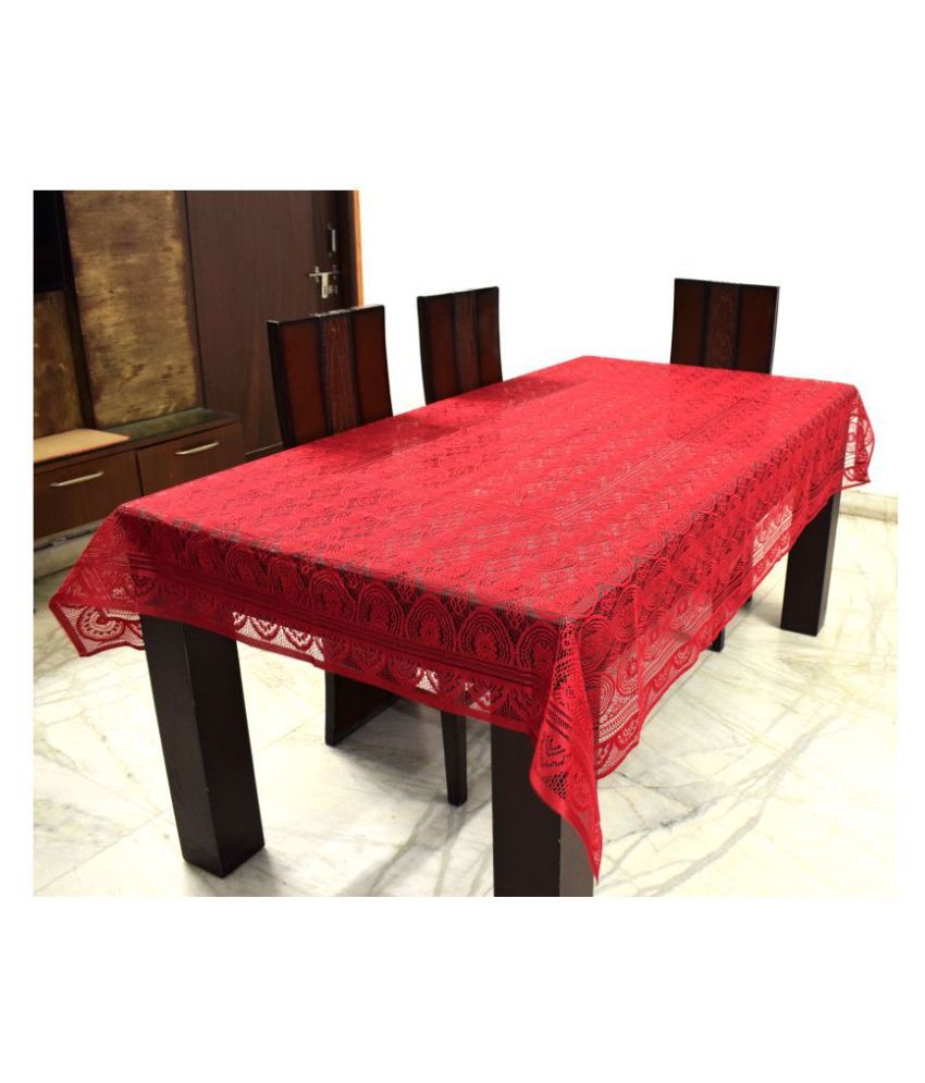     			HOMETALES Red Cotton Table Cover (Pack of 1)