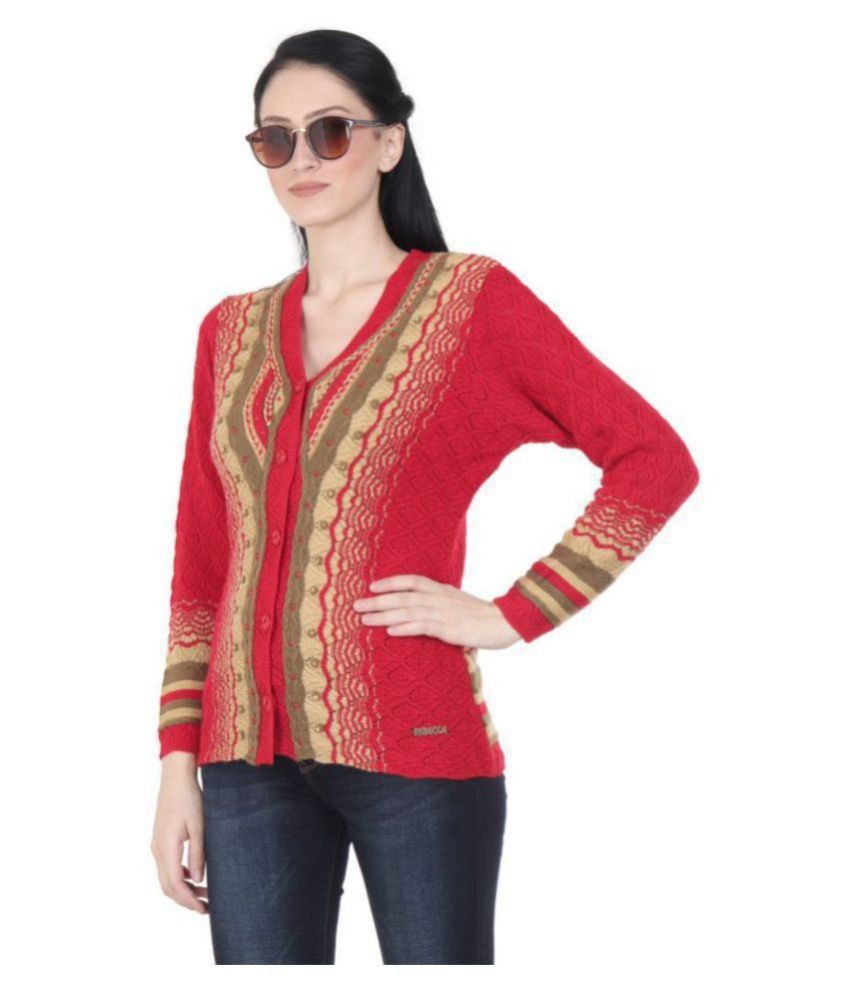 Buy Rebecca Woollen Red Buttoned Cardigans Online at Best Prices in ...