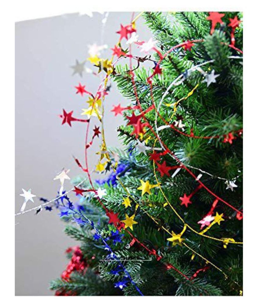 23 Feet Glittering Star Shaped Tinsel Wire Garland Christmas Decoration