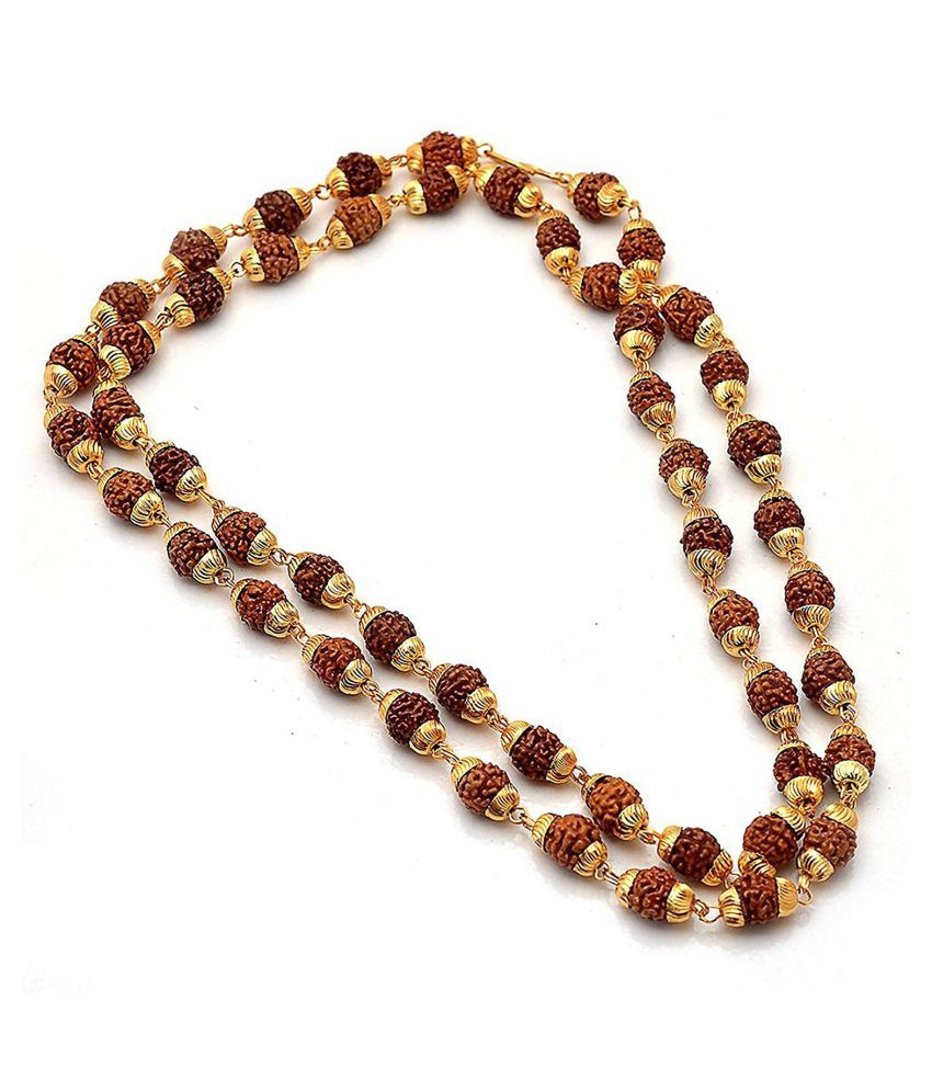     			SAVESA Gold Plated Lord Shiva Rudraksha 30 Inches Mala Long Chain for Men and Boys