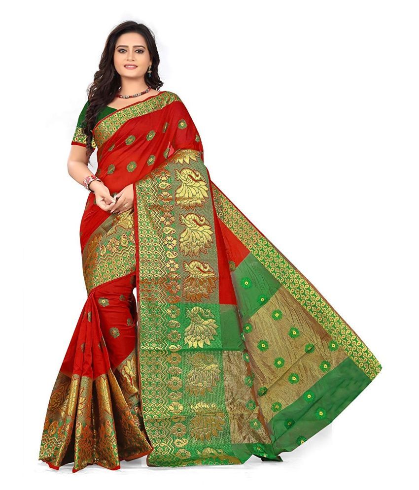     			SSP TEX - Multicolor Cotton Saree With Blouse Piece (Pack of 1)