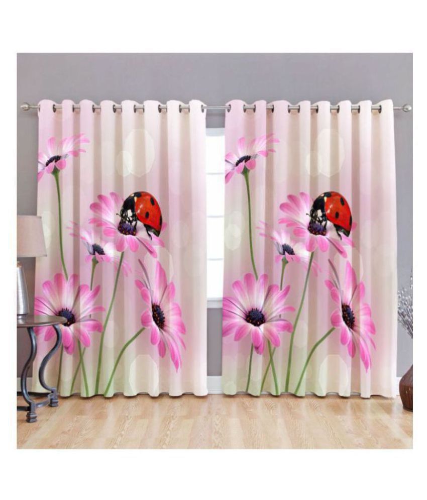     			B7 CREATIONS Single Window Semi-Transparent Eyelet Polyester Curtains Multi Color