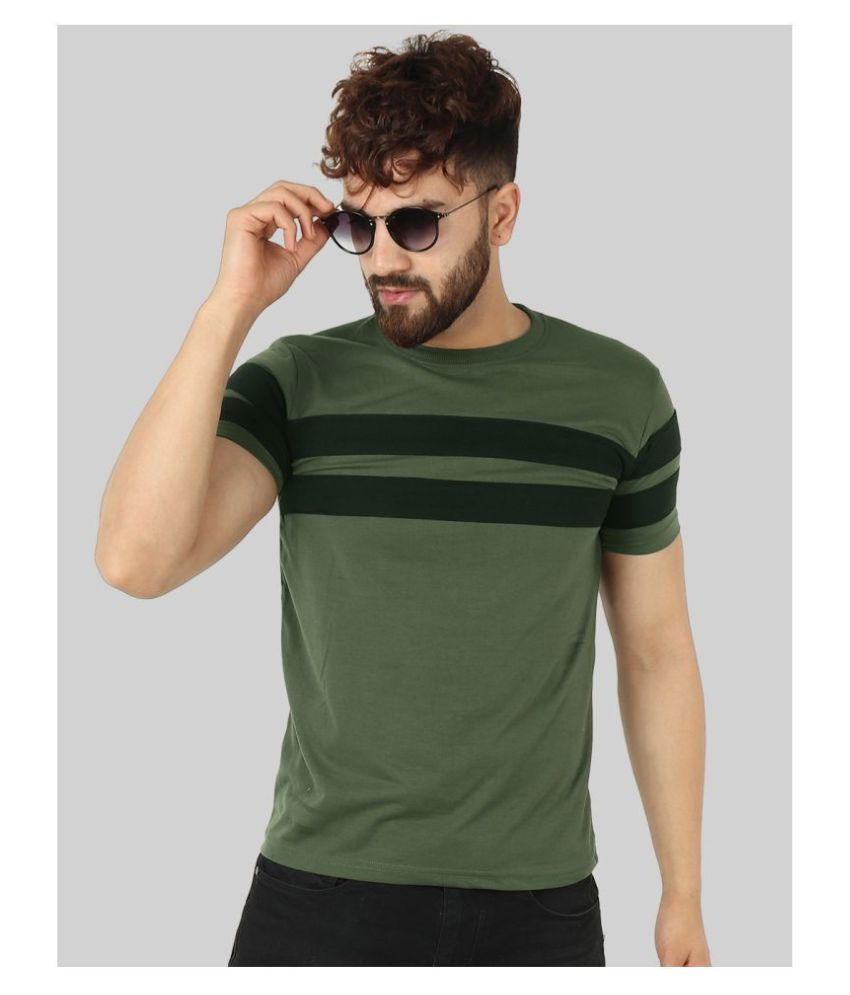     			Roden 100 Percent Cotton Green Striper T-Shirt