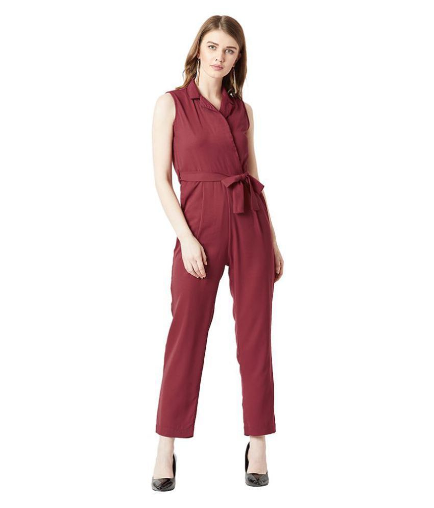     			Miss Chase Maroon Crepe Jumpsuit