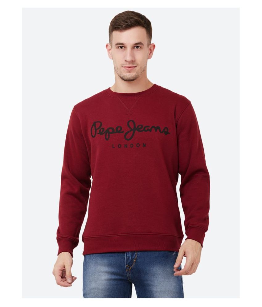 Pepe Jeans Maroon Round Sweatshirt