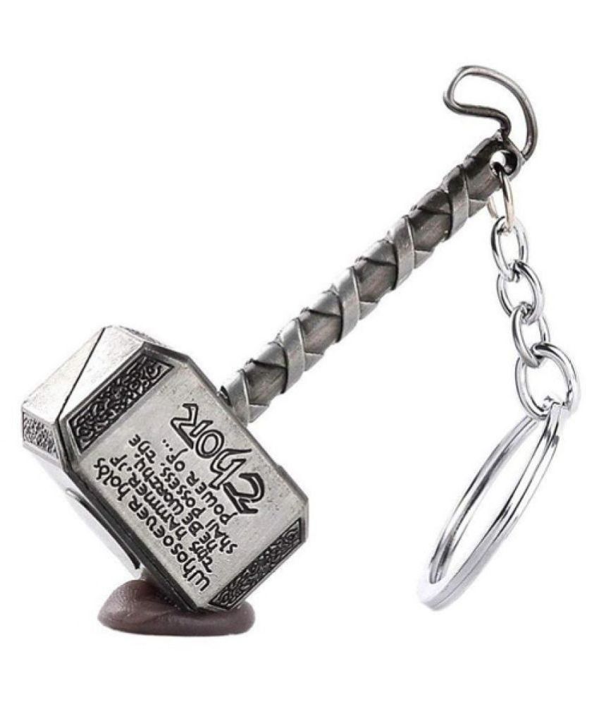     			I Q Creations Thor SIlver Metal Hammer Key Chain for Men