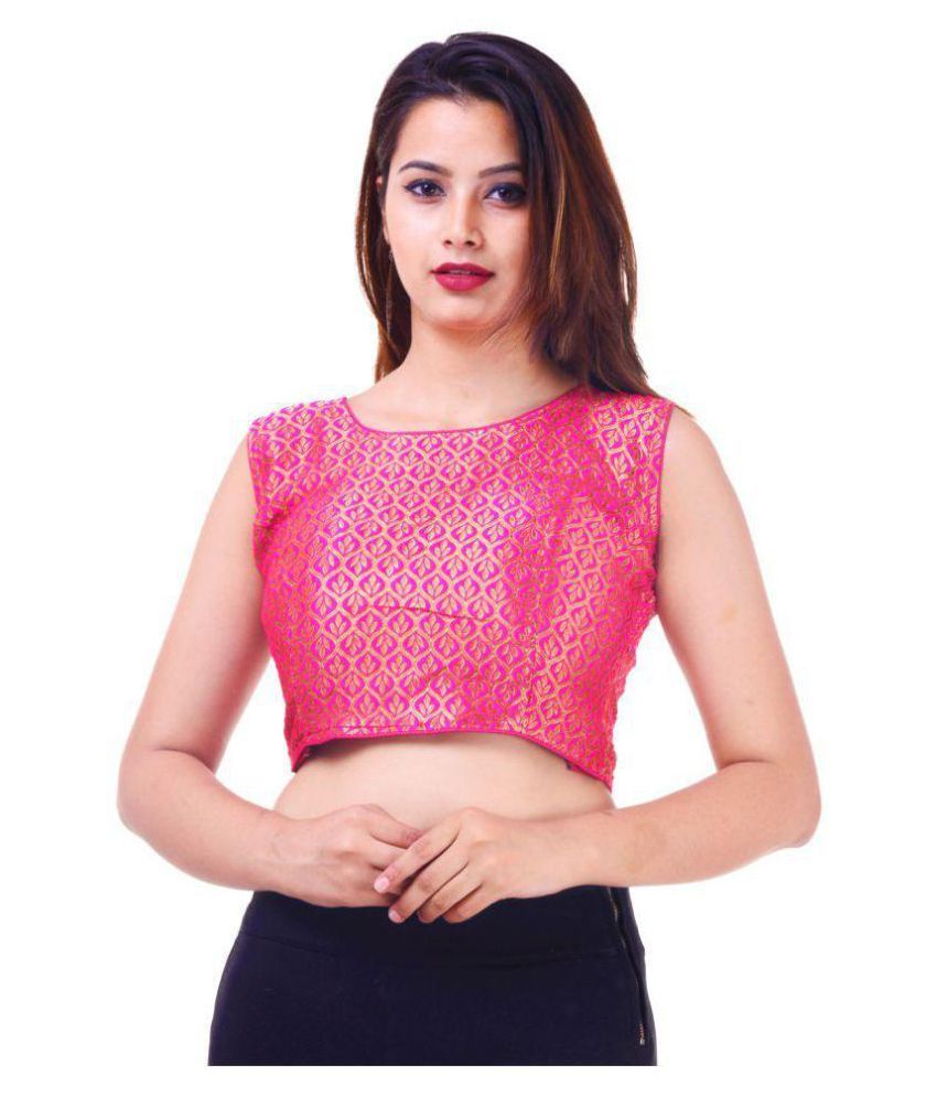 Amazing Pink Silk Readymade with Pad Blouse - Buy Amazing Pink Silk Readymade with Pad Blouse 