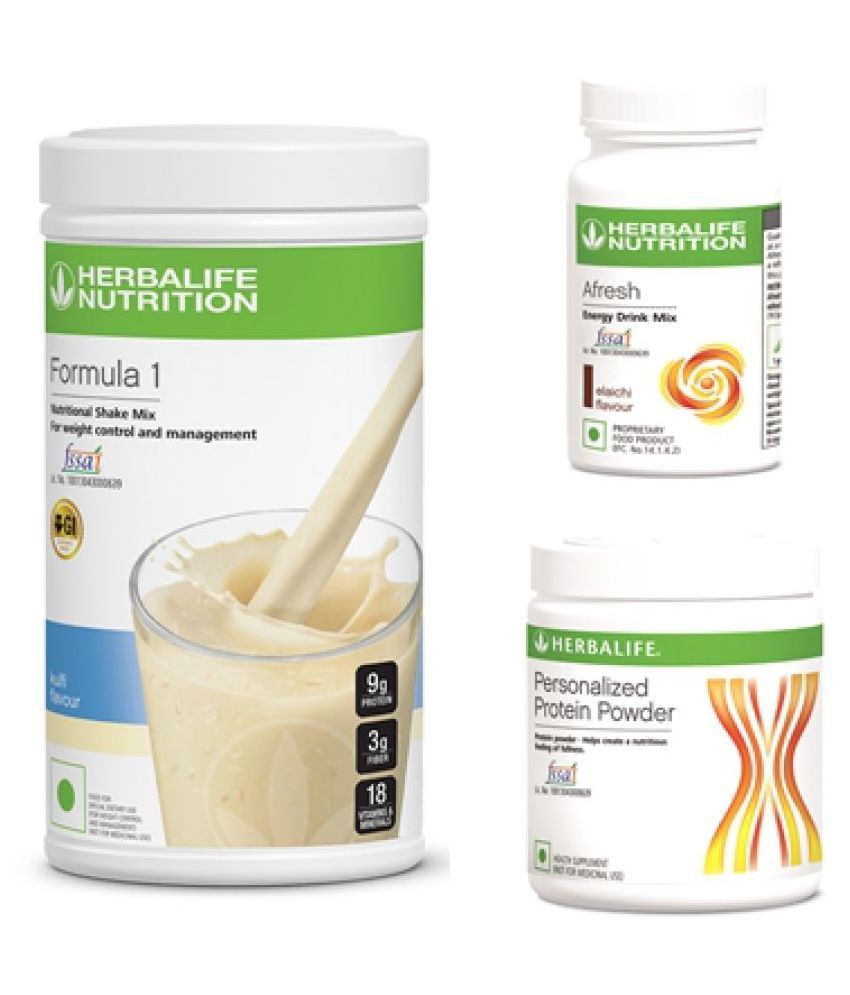     			Herbalife F1 Shake For Weight Loss Kulfi + Protein Powder 200 gm + Afresh Nutrition Drink Elaichi 50 gm Pack of 3