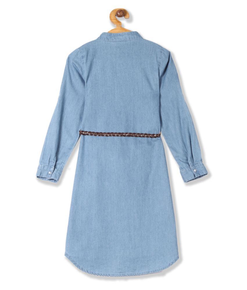 Girls Embroidered Denim Shirt Dress