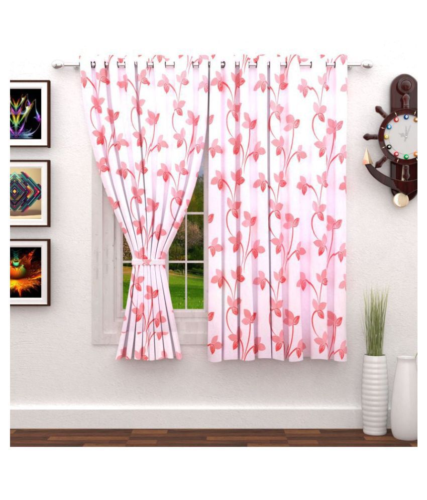 Story@Home Set of 2 Window Semi-Transparent Eyelet Polyester Curtains White