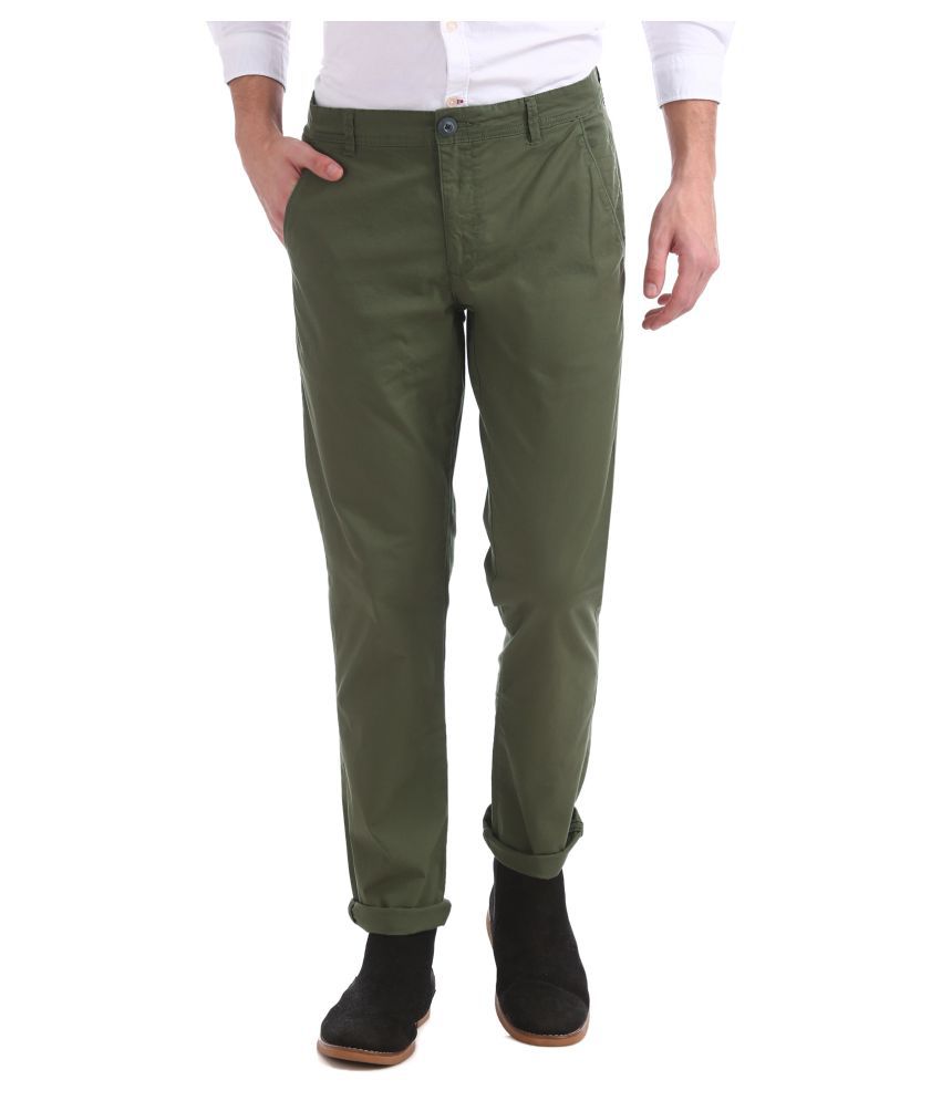 Ruggers Green Slim -Fit Flat Trousers - Buy Ruggers Green Slim -Fit ...