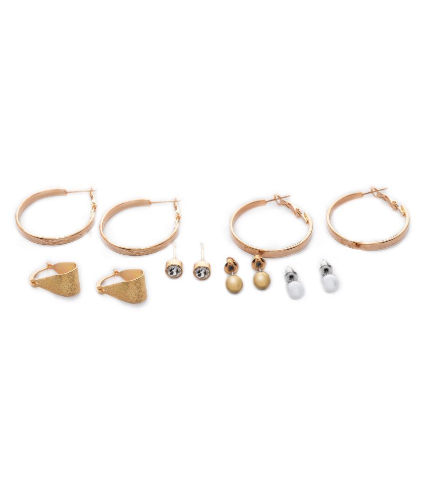 Six pair combo gold earrings set Buy Six pair combo gold earrings set