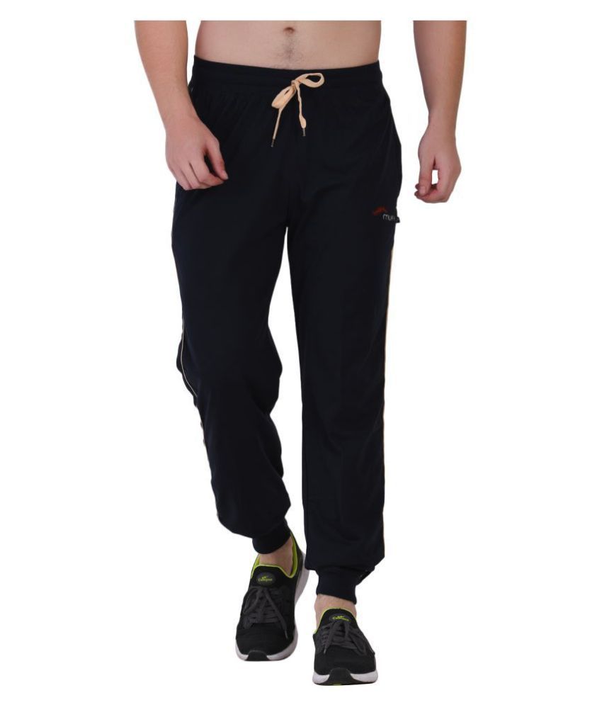 Download Muffy Men's Black Slim-fit Flat-front Poly-Cotton Track ...