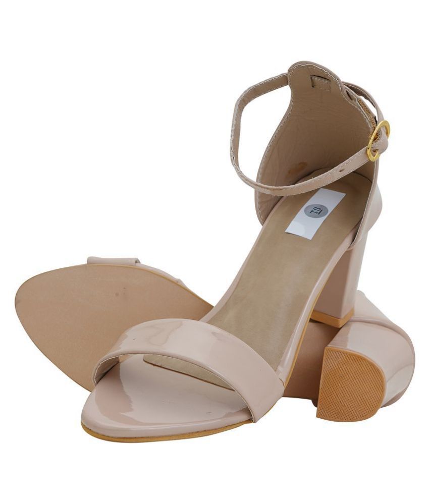 TS Collection Beige Block Heels Price in India- Buy TS Collection Beige ...