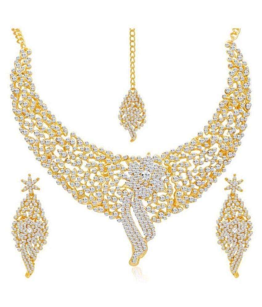     			Sukkhi Alloy Golden Choker Traditional 18kt Gold Plated Necklaces Set