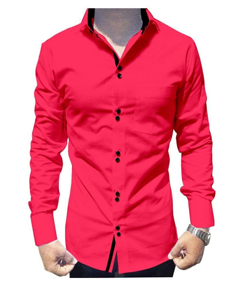     			SUR-T Cotton Blend Pink Solids Shirt