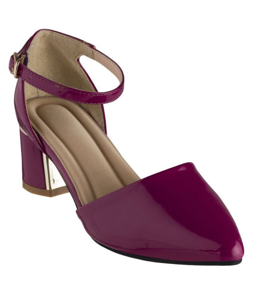 block heel purple shoes