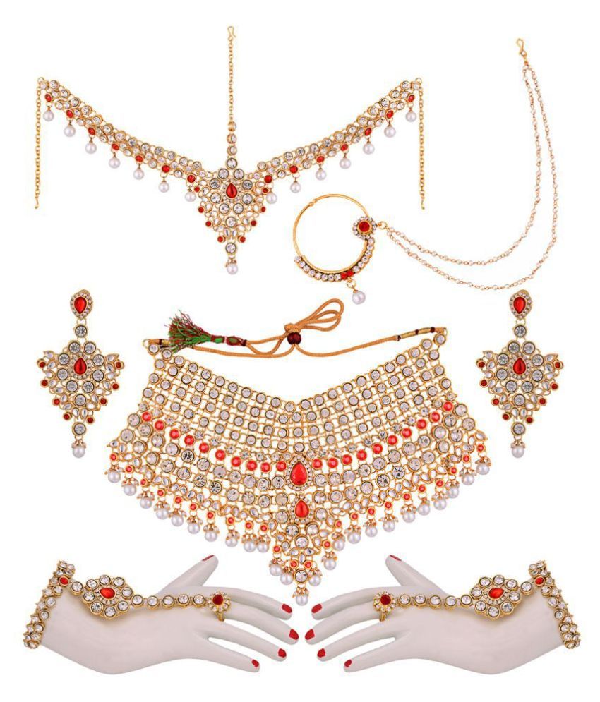 LUCKY JEWELLERY Red Choker Designer Necklaces Set Buy LUCKY JEWELLERY