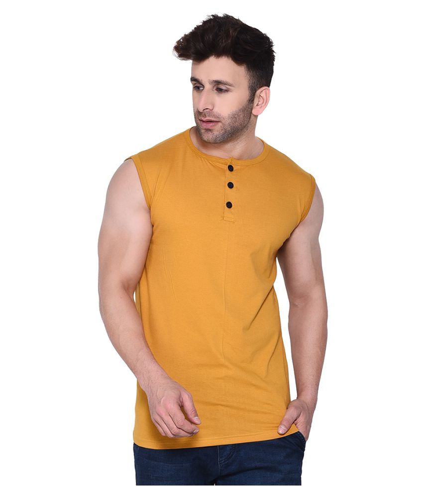     			Tfurnish Cotton Blend Gold Solids T-Shirt