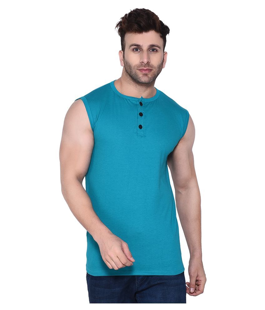     			Tfurnish Cotton Blend Turquoise Solids T-Shirt