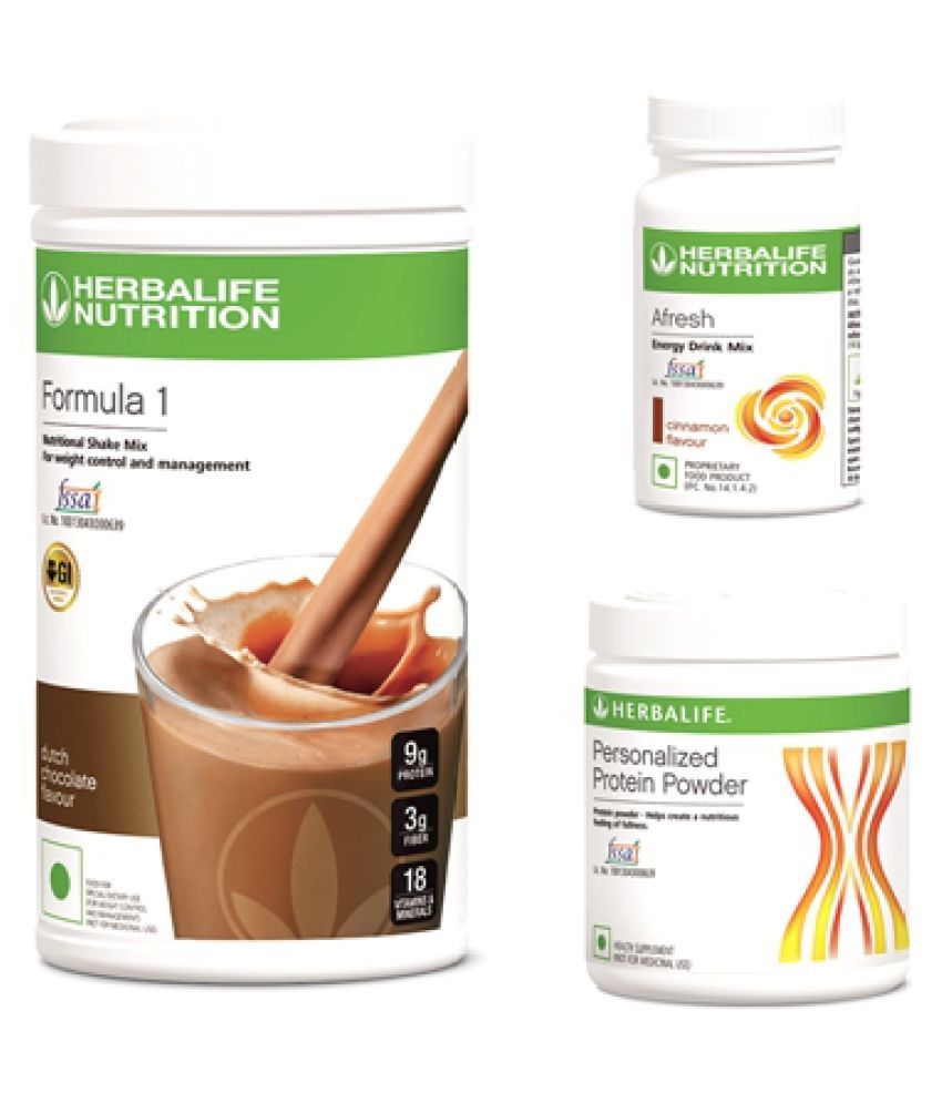     			Herbalife F1 Shake Chocolate + Protein Powder 200 gm + Afresh Drink Cinnamon 50 gm Pack of 3