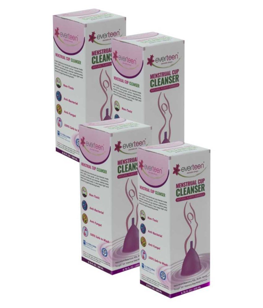 Everteen Menstrual Cup Cleanser 4 Packs (200ml Each) Intimate Cleansing Liquid Lemon 800 mL Pack of 4