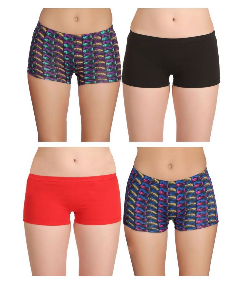     			Selfcare Pack of 4 Cotton Women's Boy Shorts ( Multi Color )