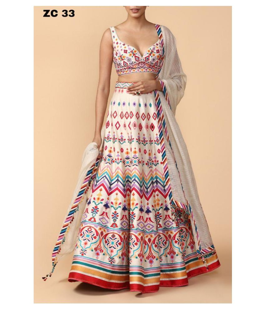 ASOPALAV CREATION White Bangalore Silk 