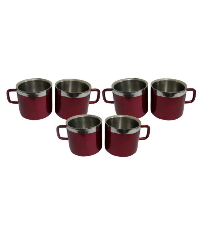     			Dynore Steel Maroon Tea Cup 6 Pcs 120 ml each ml