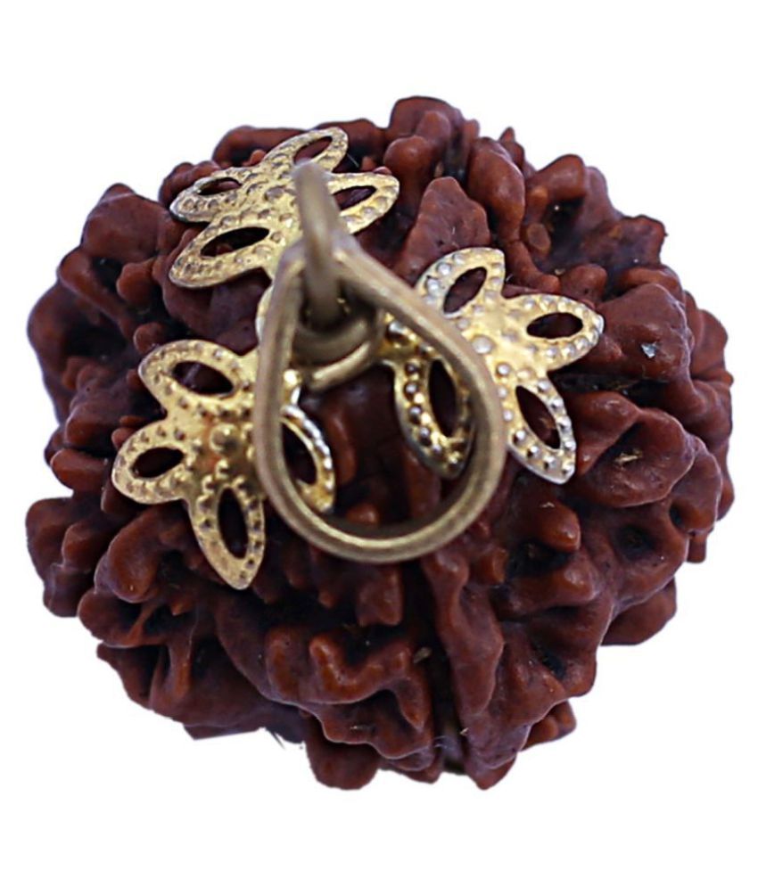 Mukhi Natural Rudrakash Bead With Golden Silver Cap Silk Dori For Good Luck Financial Strong