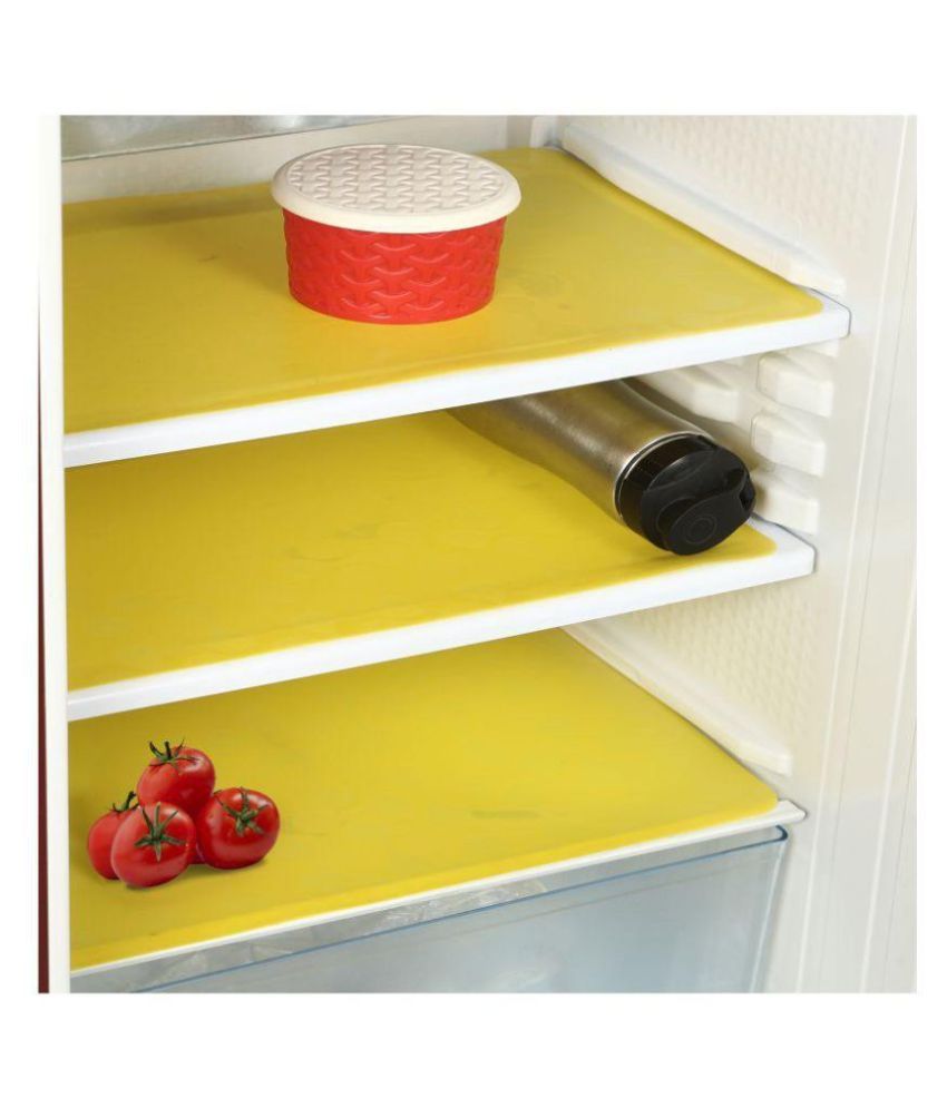     			E-Retailer Set of 3 PVC Yellow Fridge Mats