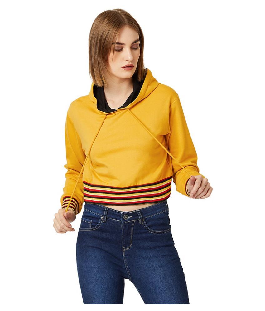 Miss Chase Cotton Yellow Hooded Sweatshirt