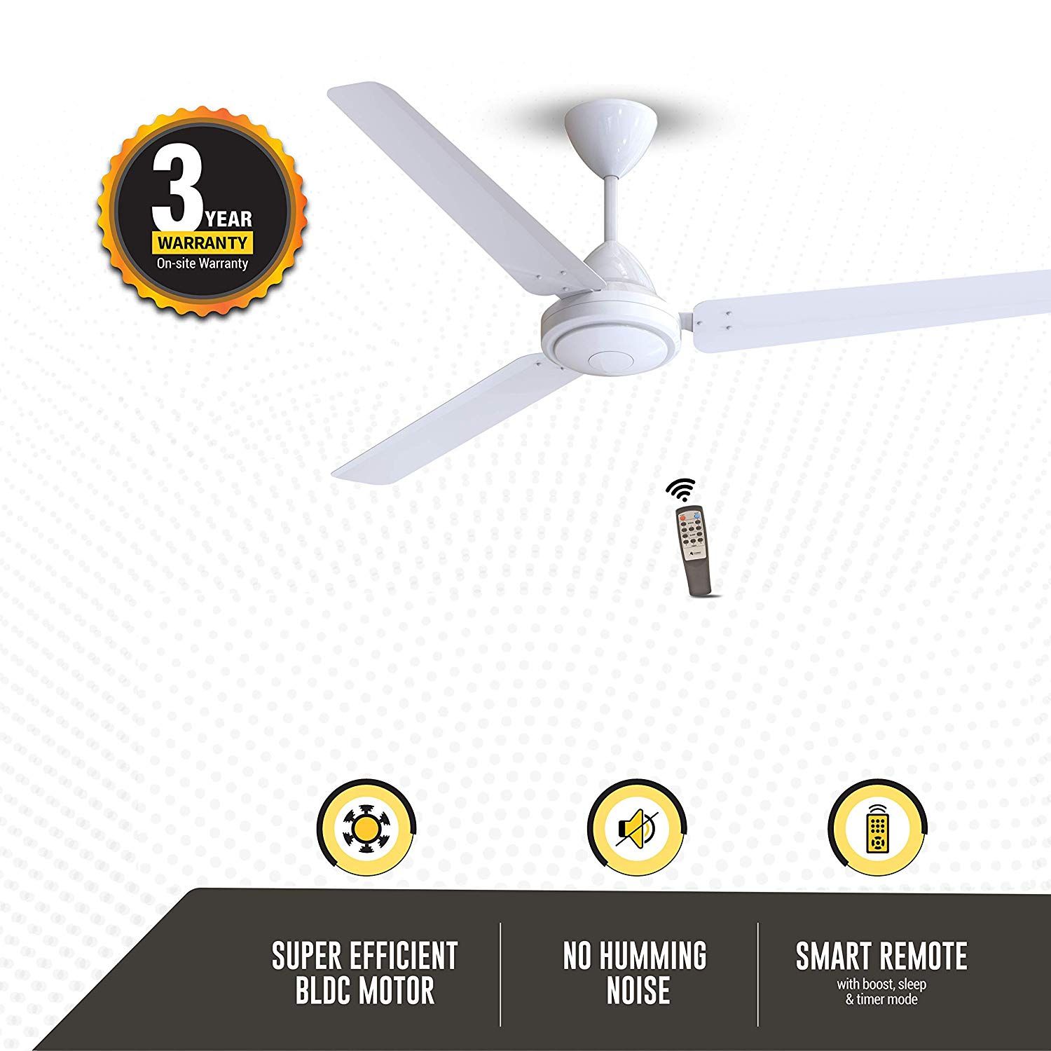 Gorilla E1 1400 Mm Energy Saving Remote Control Ceiling Fan White