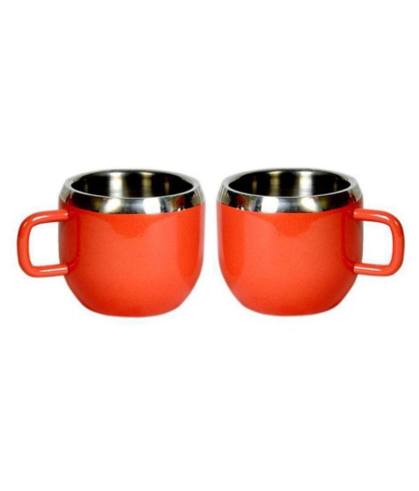     			Dynore Steel Double Wall Tea Cup 2 Pcs 90 ml each ml