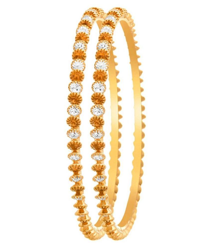     			Traditional Ethnic Fusion One Gram Gold Plated Diamond Designer Bangle Set for Women & Girls