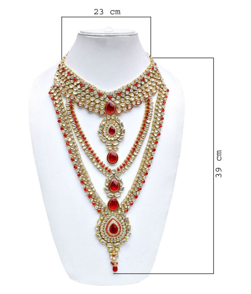 Lucky Jewellery Red, Kundan Set: Buy 