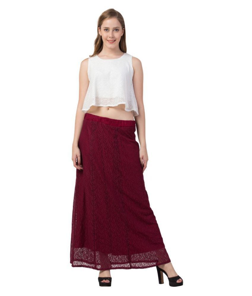 maroon net skirt