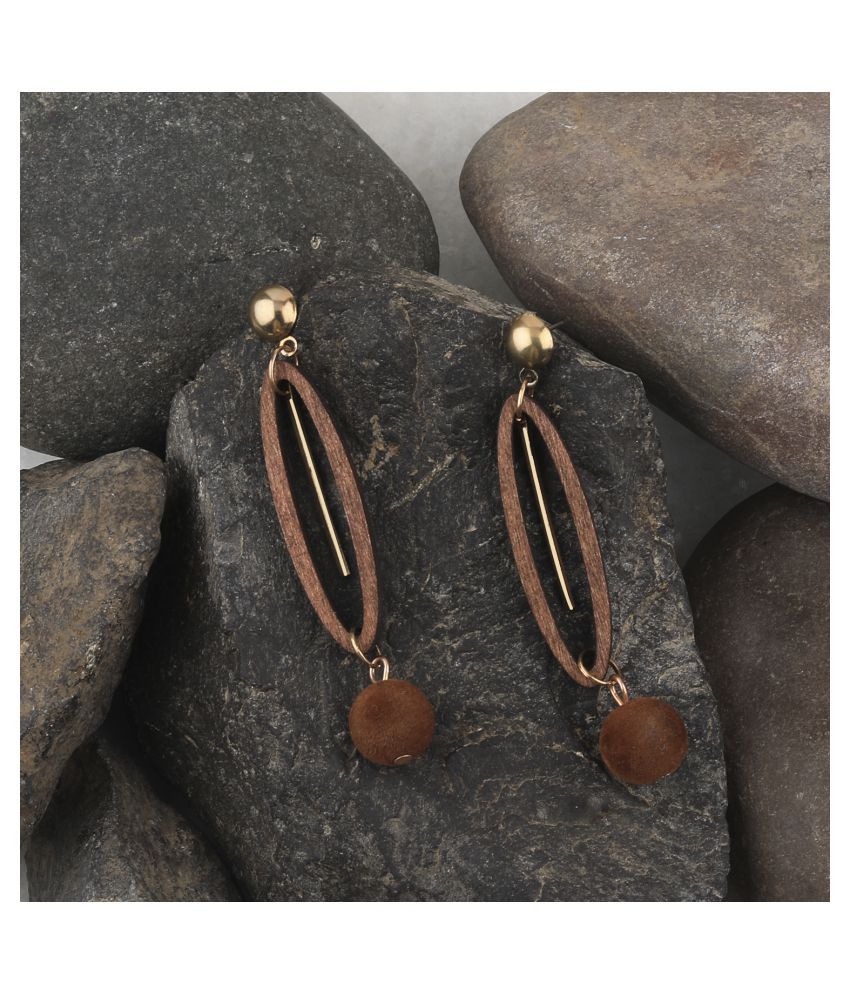     			SILVER SHINE Delicate Party Wear Wooden Dangles Earrings Perfect and Different Look for women girl.