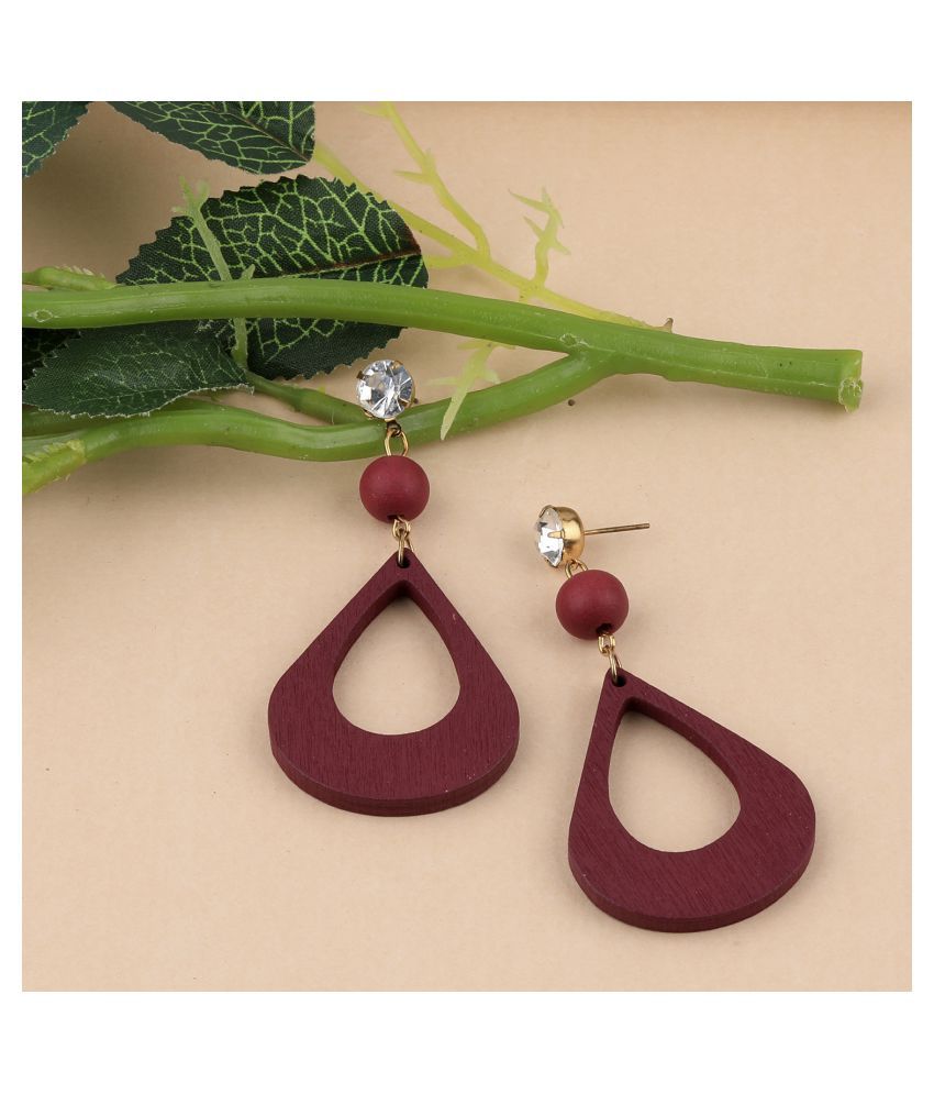     			SILVER SHINE Delicate Party Wear Wooden Dangles Earrings Perfect and Different Look for women girl.