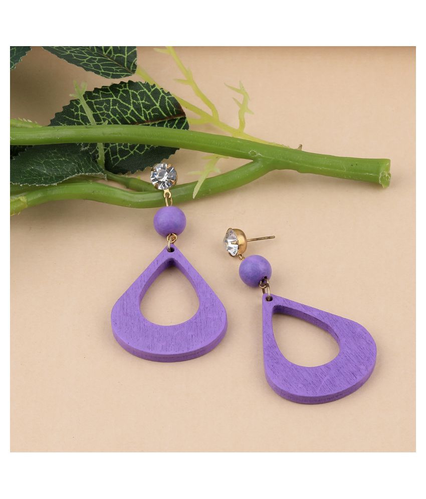     			SILVER SHINE Party Wear Natural Diamond Wooden Earring for Perfect and Different Look For women