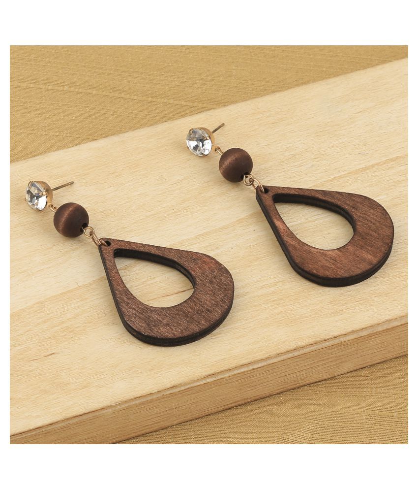     			SILVER SHINE Stylish Light Weight Diamond  Wooden Earrings For Girls and Women