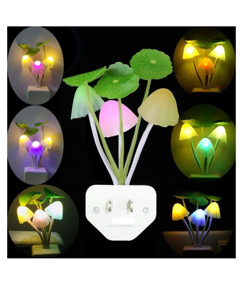     			ONE MALL Fancy Color Changing LED Mushroom Night Light Plastic Table Lamp - Pack of 1