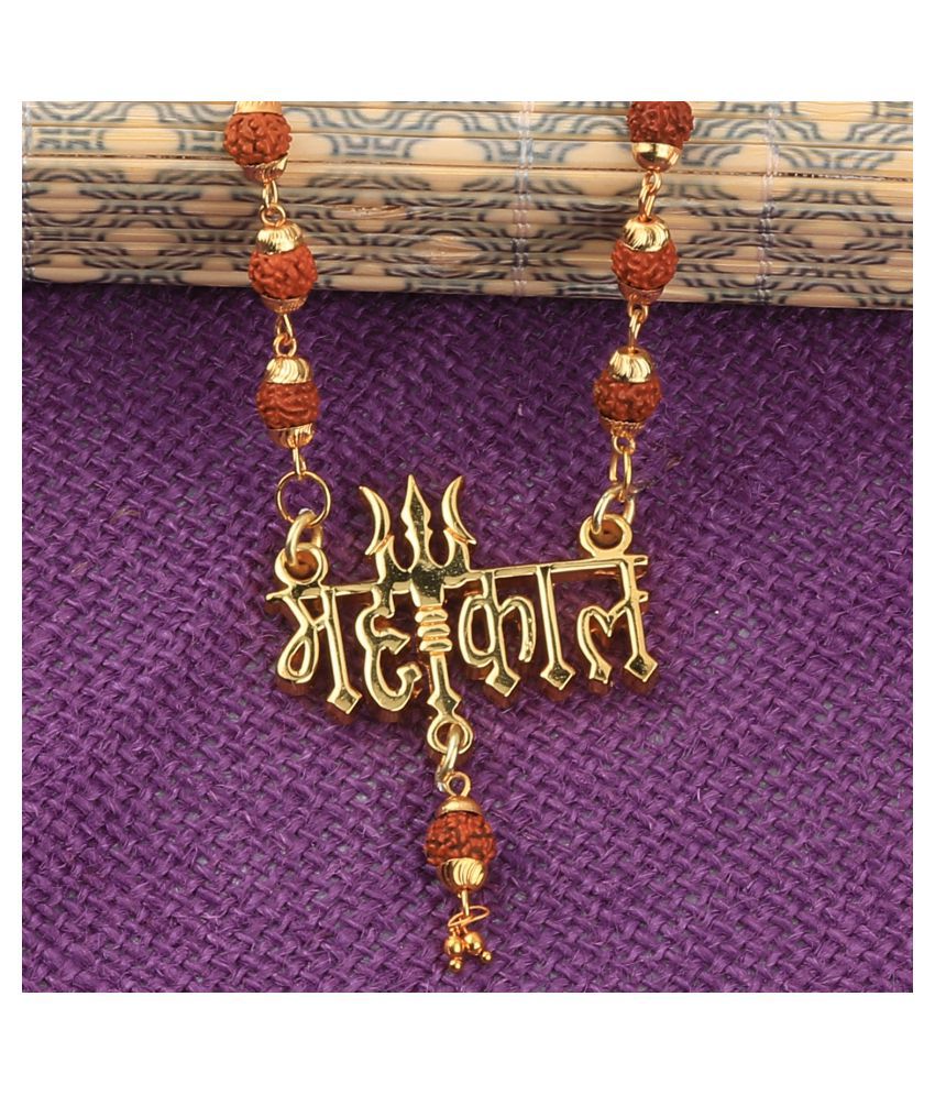     			SILVER SHINE Religious Rudraksh Mala  Mahakal Shiva Gold Pendant for Men and Women