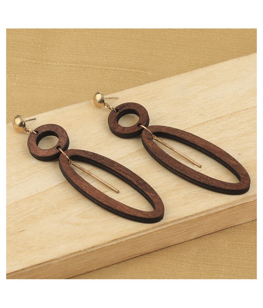     			SILVER SHINE Stylish Light Weight   Wooden Earrings For Girls and Women