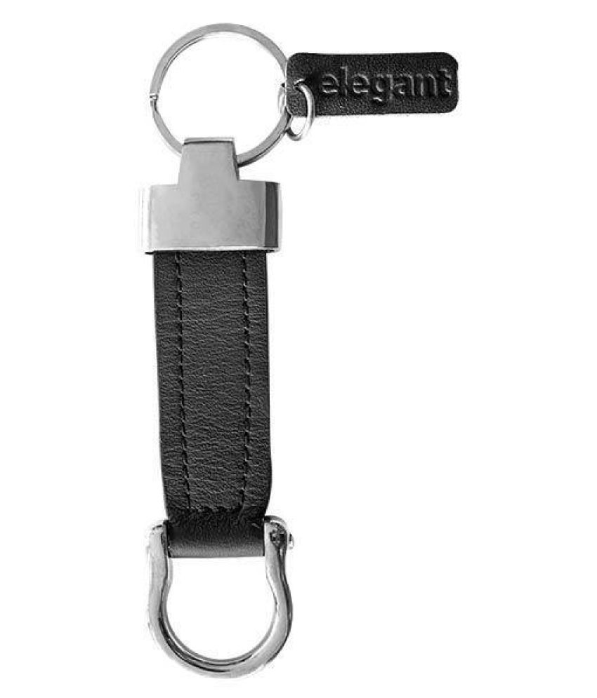     			Elegant (ELE-17)Leather Keychain For Bike & Car (Black)