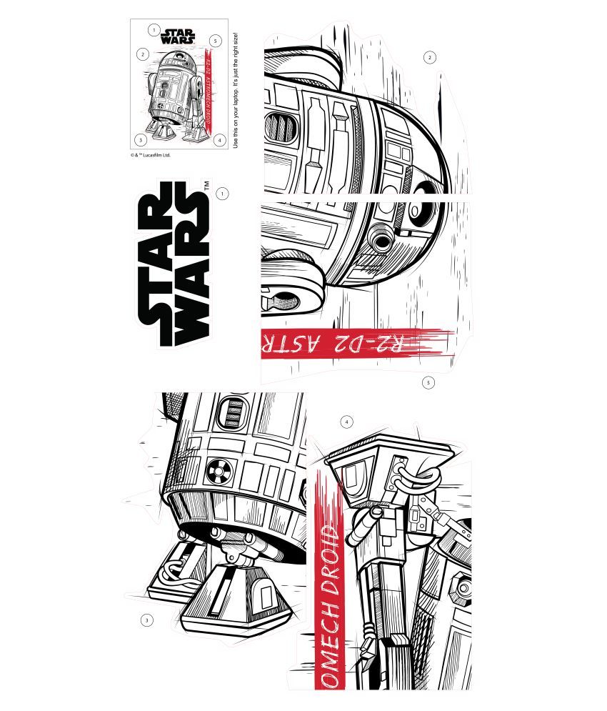 Asian Paints Wall Ons Star Wars R2D2 Sketch Super Hero Sticker ( 21 x