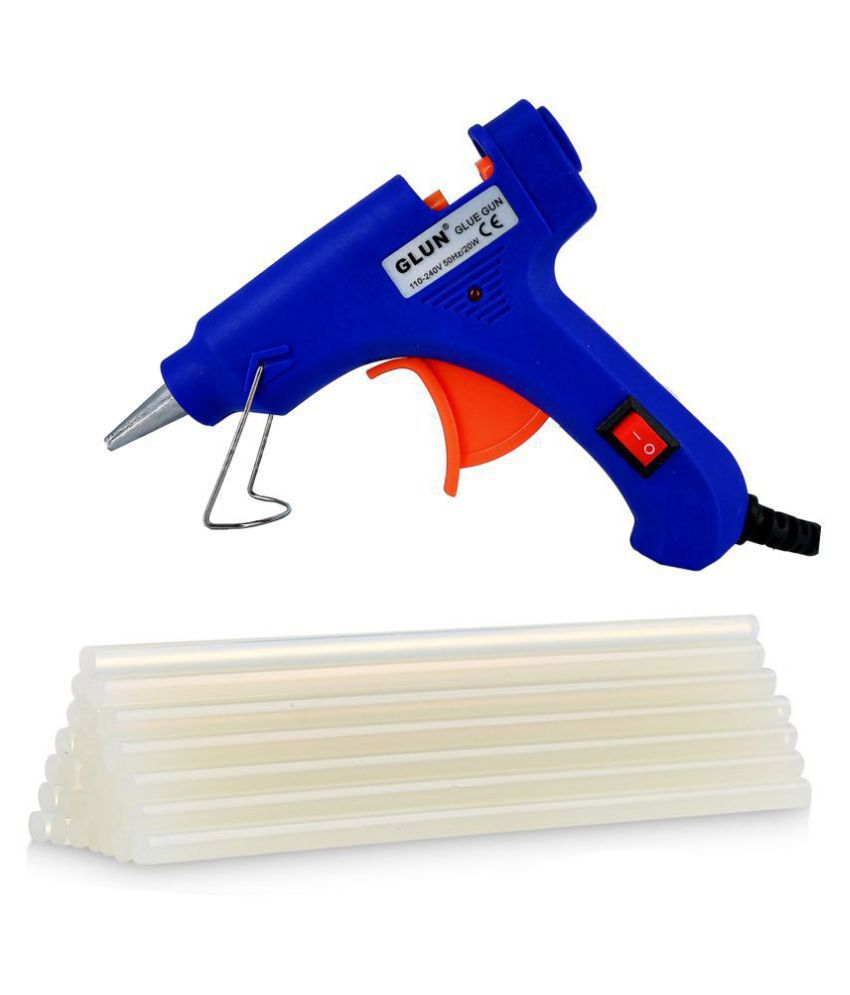 Blue Color 20 Watt Glue Gun with Free Transparent Glue sticks (Heating Time of Glue 4-5 mins): Buy GLUN Blue Color 20 Watt Glue with Free 10 Transparent